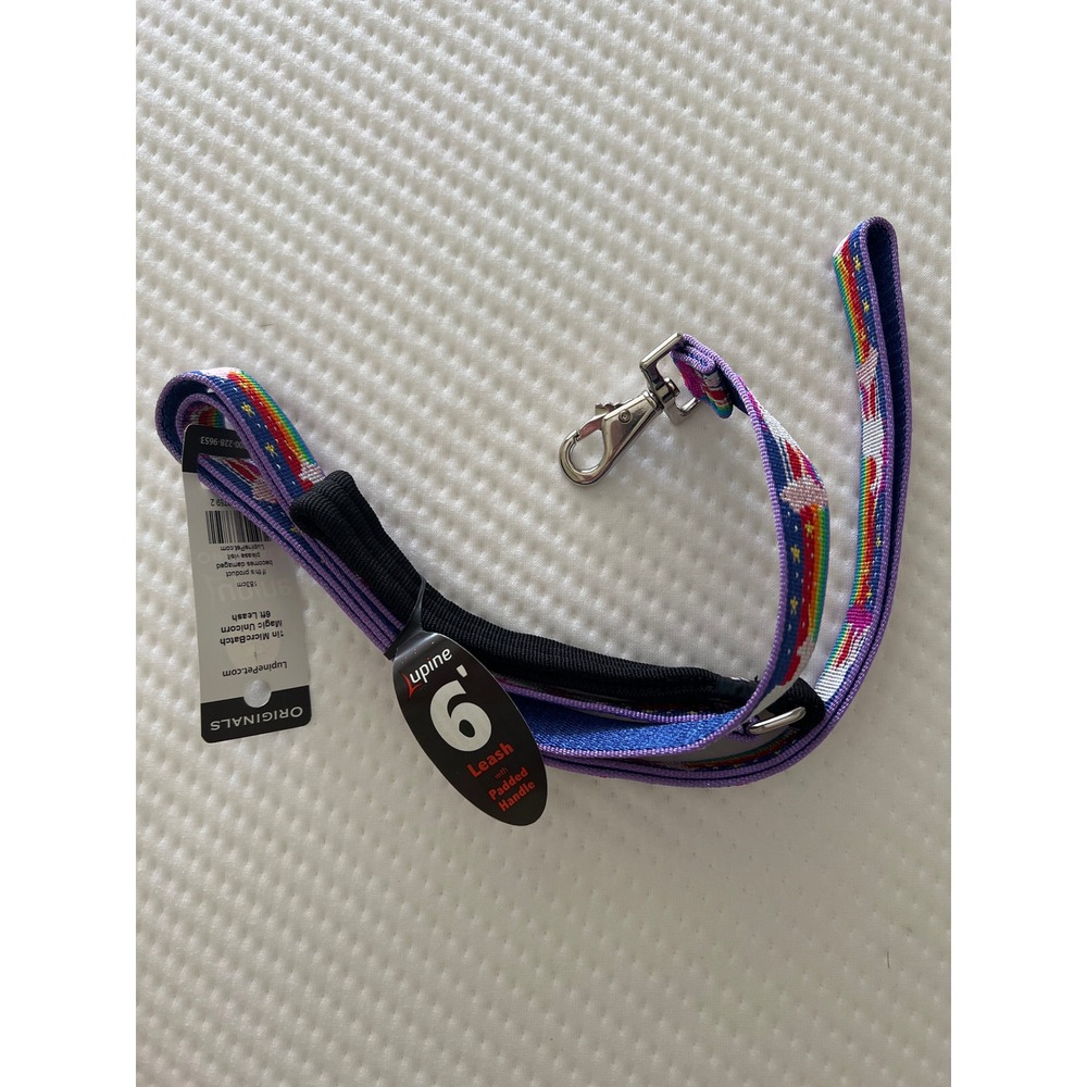 LupinePet Magic Unicorn Dog Collar and Leash Set 1in Wide Purple Rainbow NWT - Picture 3 of 3